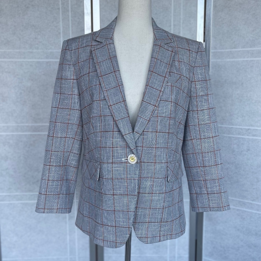 NWOT Veronica Beard Blue Multi Schoolboy Dickey Jacket sz 10